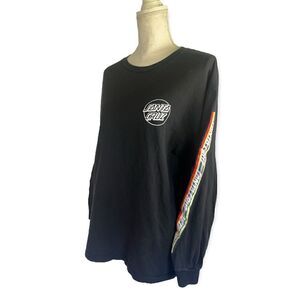 SANTA CRUZ BLACK LONG SLEEVE MULTI CRUZ LOGO SIDE STRIPE LARGE